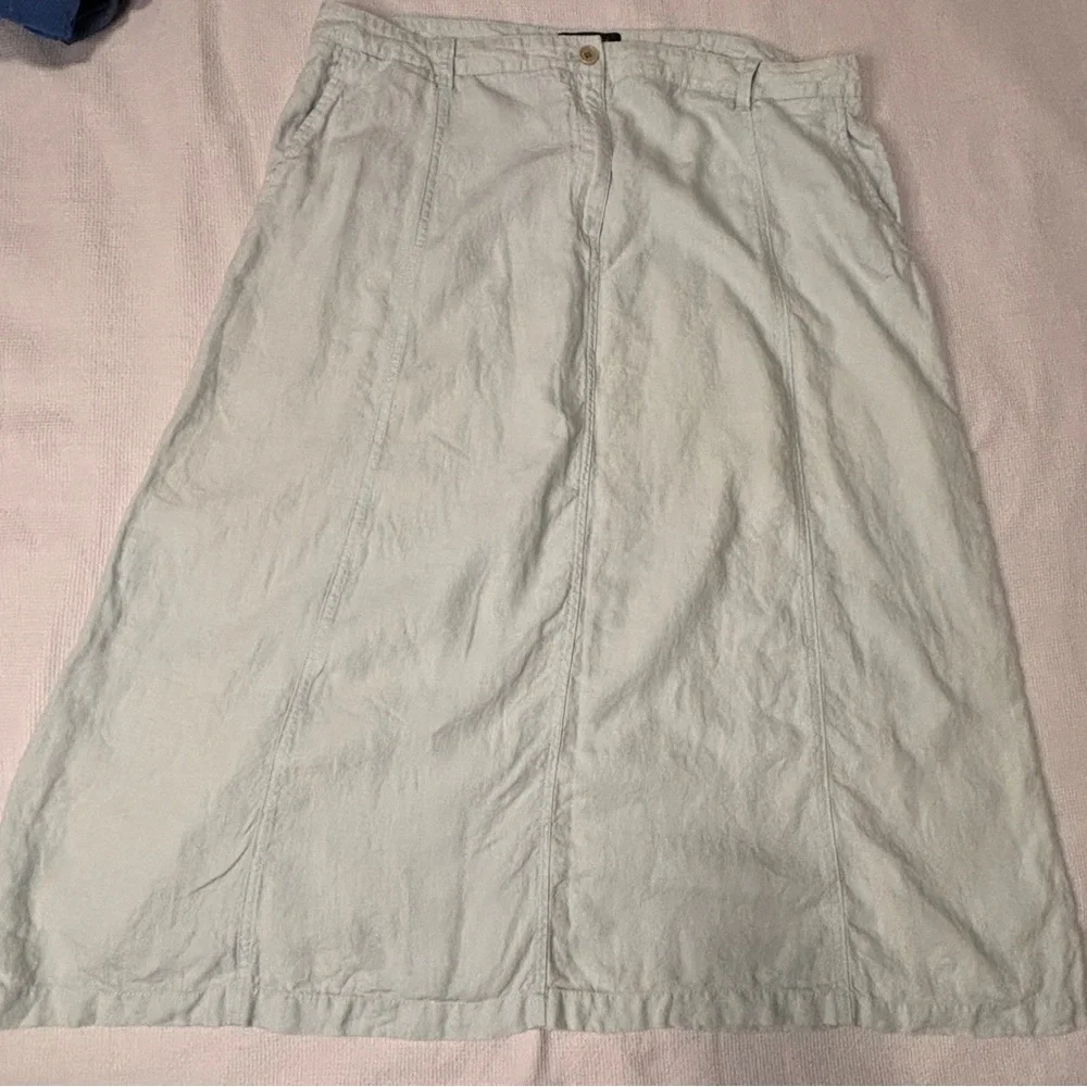 Talbot Maxi Skirt 100% Linen A-Line Sz 18 Seafoam Green Lagenlook Coastal Resort - Picture 3 of 10